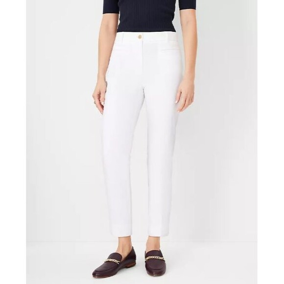 Ann Taylor LOFT Crop Pants Womens 6 White Straight Leg Stretchy Breathable NEW - Picture 1 of 16